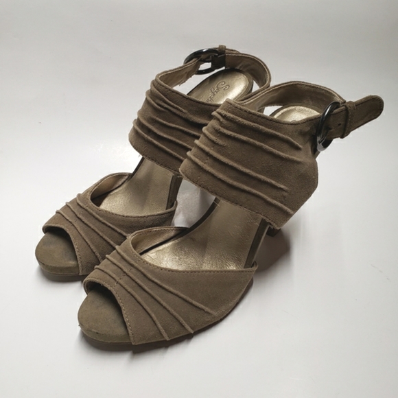Seychelles Suede Leather Peep Toe Heel size 10 women's Stacked high heels - Picture 4 of 12